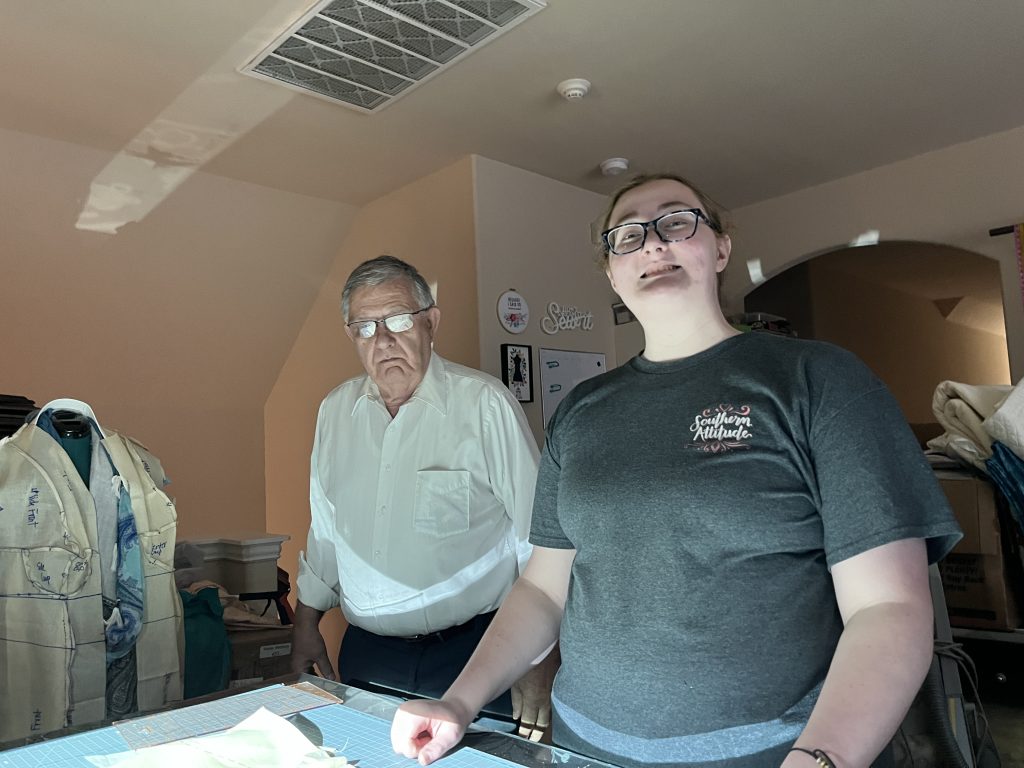 Stacey Sansom | Dad and Katlynn learning about the pattern projection process.